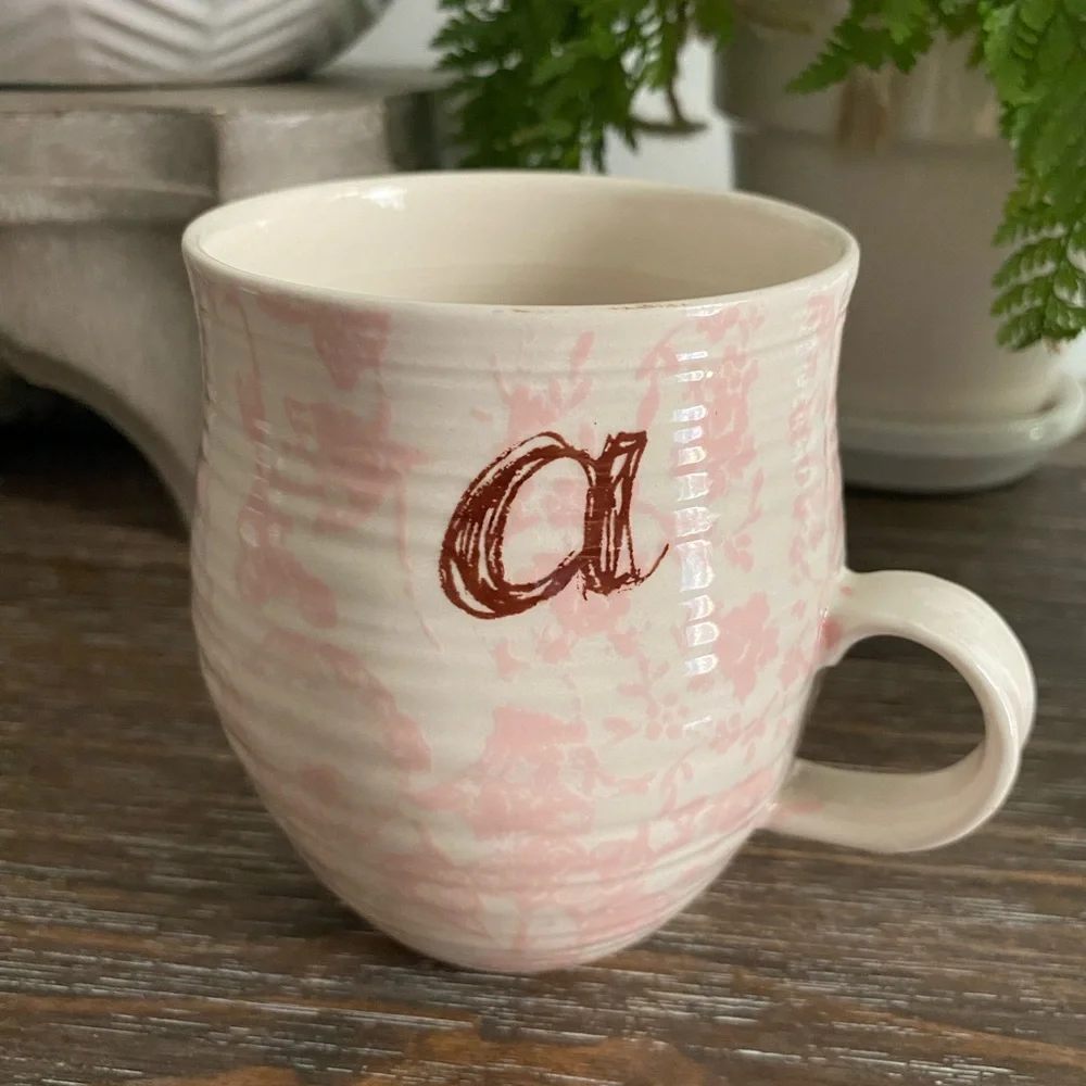 Anthropologie Homegrown Monogram Coffee Mug Cup Initial